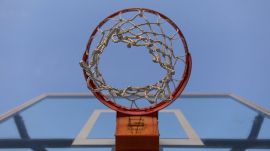 view from bottom of basketball goal